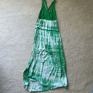 High low green tie dye dress